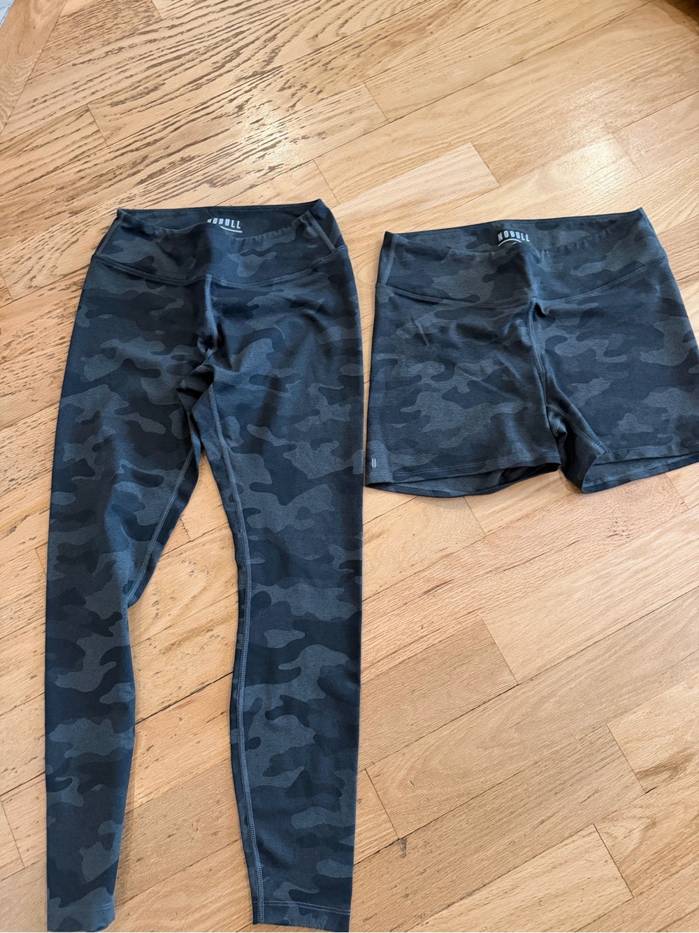 NOBULL Black Camo Leggings and Bike Shorts Set